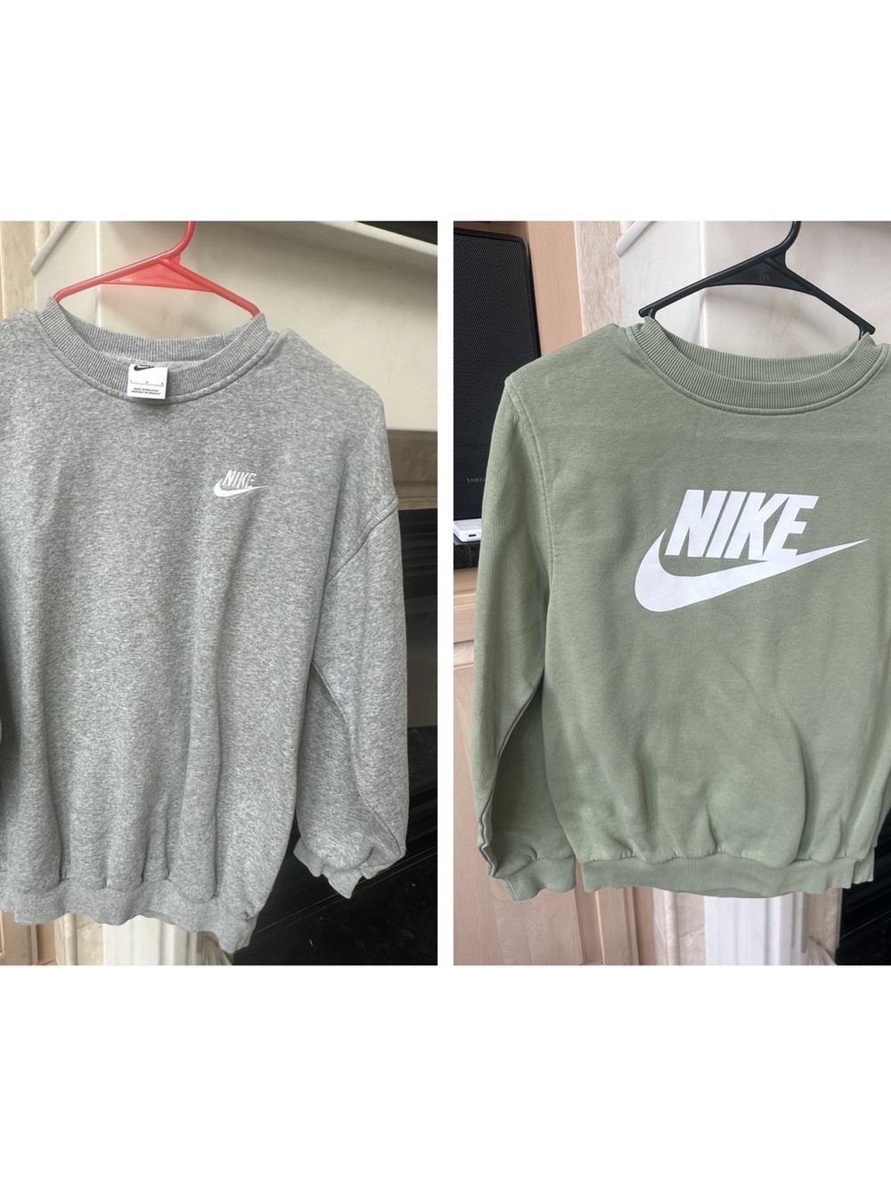 Nike Kids Crewneck Sweatshirt in Gray and Olive Green